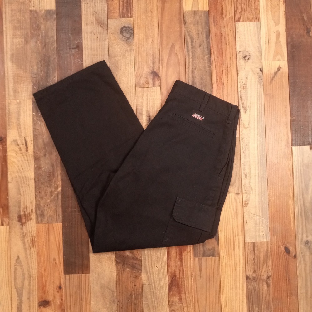 Genuine‎ Dickies Mens Black Cargo Work Pants 34x30 Straight Leg Twill 7113038BK